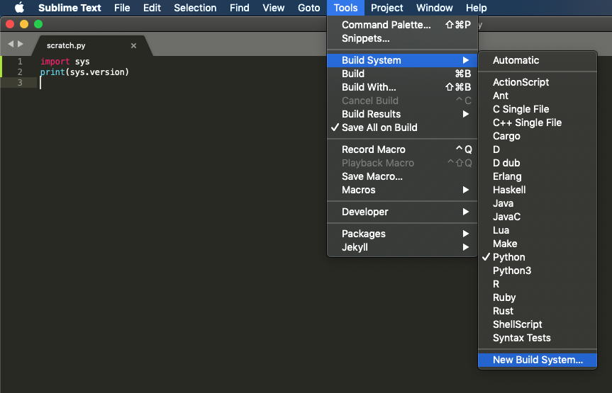 sublime text 3 builod for mac virtual environment
